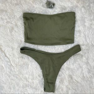 AF Ribbed High Leg Strapless Bikini